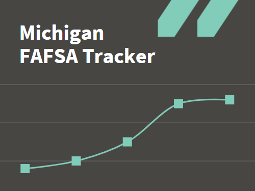 Title in white: "Michigan FAFSA Tracker"; MCAN logo in teal in top right over a grey background
