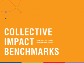 Title in white: "Collective Impact Benchmarks" on an orange background